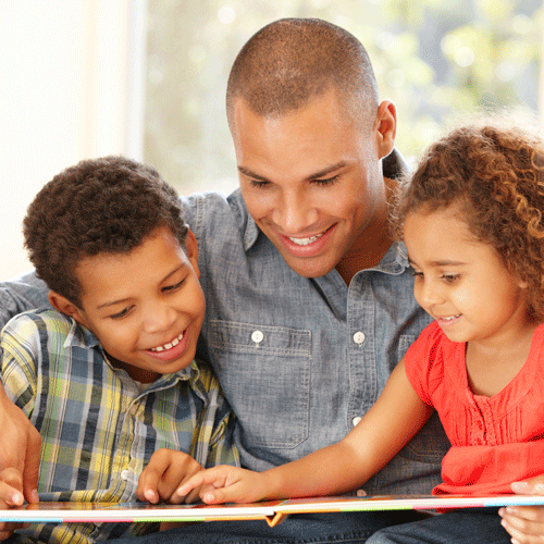 Dad Reading To Kids